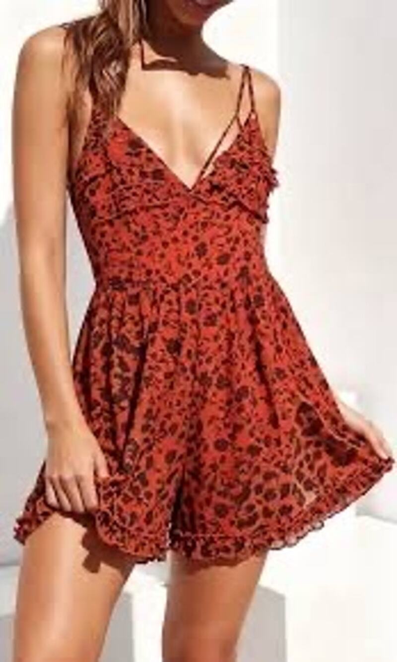 NWT Trixxi Francesca's red floral print spaghetti strap romper women size small